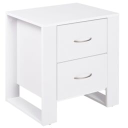 HOMCOM Style Bedside Table Drawers Cabinet Solid Wood Legs Bedroom Living Room in White - thumbnail 2