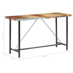 Berkfield Home Bar Table 180x70x107 cm Solid Reclaimed Wood in Brown - Size: 180 x 70 x 107 cm - thumbnail 7