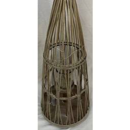 Lemon Pavilion Furniture and Decor Large Conical Lantern w/ Glass Holder & LED Light, L32 x W32 x H130 cm in Brown - thumbnail 2
