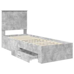 Berkfield Home Bed Frame Concrete Grey & Silver 70 x 190 cm Engineered Wood - thumbnail 5