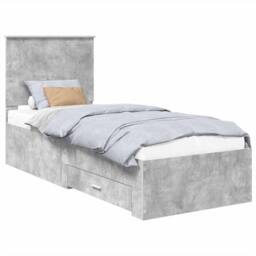 Berkfield Home Bed Frame Concrete Grey & Silver 70 x 190 cm Engineered Wood - thumbnail 2