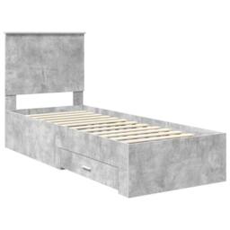 Berkfield Home Bed Frame Concrete Grey & Silver 70 x 190 cm Engineered Wood - thumbnail 4