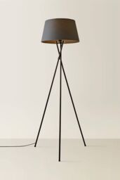 ValueLights Camden Black Metal Tripod Floor Lamp with Grey Tapered Lamp Shade - thumbnail 3