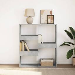 Berkfield Home Book Cabinet/Room Divider Concrete Grey 100x33x115 cm - Size: 100 x 33 x 115 cm - thumbnail 2