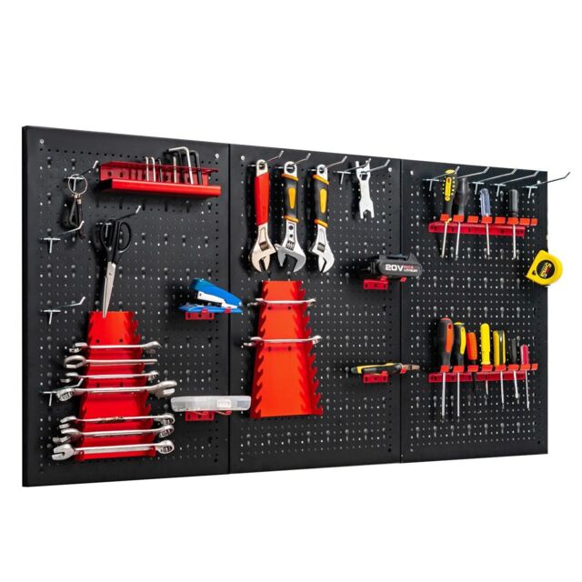Costway Pegboard Wall Organizer Kit Garage Storage w/ Drill Bit Storage Rack in Black - image 1