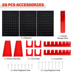 Costway Pegboard Wall Organizer Kit Garage Storage w/ Drill Bit Storage Rack in Black - thumbnail 5