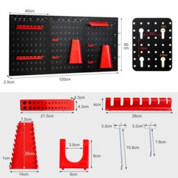 Costway Pegboard Wall Organizer Kit Garage Storage w/ Drill Bit Storage Rack in Black - thumbnail 2