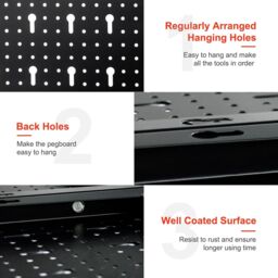 Costway Pegboard Wall Organizer Kit Garage Storage w/ Drill Bit Storage Rack in Black - thumbnail 6