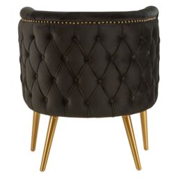 Orsina Black Velvet Tub Chair With Gold Finish Legs, Luxe Curved Barrel Design Accent Chair, Lounge Chair - thumbnail 2