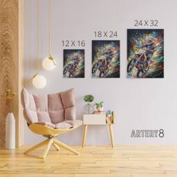 "Artery8 Motorcycle Motocross Rider Colourful Canvas Wall Art Print - Size: W24"" x H32""" - thumbnail 4