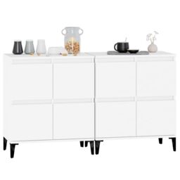 Berkfield Home Sideboards 2 pcs White 60x35x70 cm Engineered Wood - Size: 60 x 35 x 70 cm - thumbnail 4