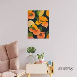 "Artery8 Abstract Tropical Flowers Floral Canvas Wall Art Print in Orange - Size: W18"" x H24""" - thumbnail 3