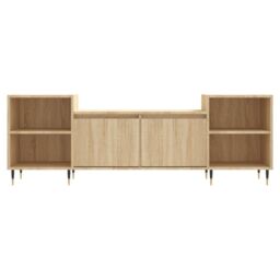 Berkfield Home TV Cabinet Sonoma Oak 160x35x55 cm Engineered Wood in Brown - Size: 160 x 35 x 55 cm - thumbnail 5