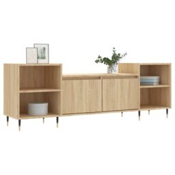 Berkfield Home TV Cabinet Sonoma Oak 160x35x55 cm Engineered Wood in Brown - Size: 160 x 35 x 55 cm - thumbnail 3