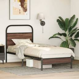 Berkfield Home Elegant Bed Frame without Mattress 80x200 cm Brown Oak Engineered Wood - thumbnail 4