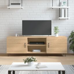 Berkfield Home TV Cabinet Sonoma Oak 150x30x50 cm Engineered Wood in Brown - Size: 150 x 30 x 50 cm - thumbnail 1