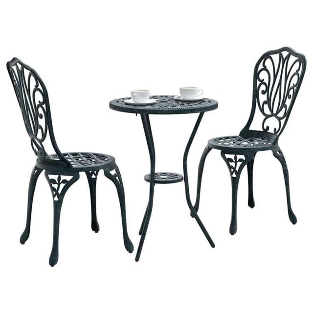 Berkfield Home Green 3-Piece Garden Bistro Set in Green Cast Aluminum - image 1