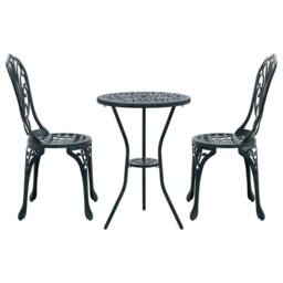 Berkfield Home Green 3-Piece Garden Bistro Set in Green Cast Aluminum - thumbnail 6