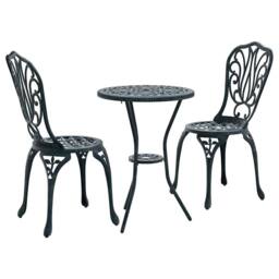 Berkfield Home Green 3-Piece Garden Bistro Set in Green Cast Aluminum - thumbnail 3