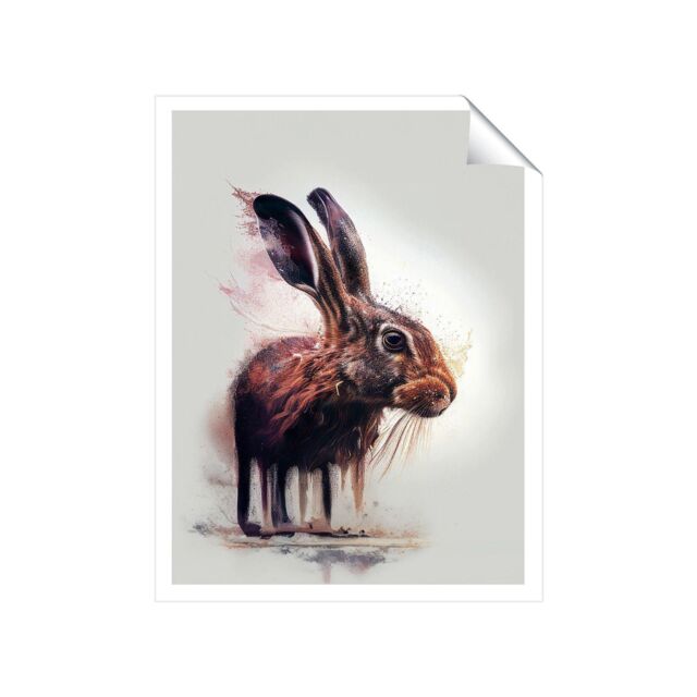 "Warren Reed - Designer Hare Face Splashart Unframed Art Print - Size: W24"" x H36""" - image 1