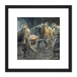 Artery8 Josselin De Jong Interior Iron Foundry Painting 8X8 Inch Square Wooden Framed Wall Art Print Picture with Mount in Black - thumbnail 1