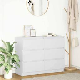 Berkfield Home Sideboard White 100x35x76 cm Engineered Wood - Size: 100 x 35 x 76 cm - thumbnail 2