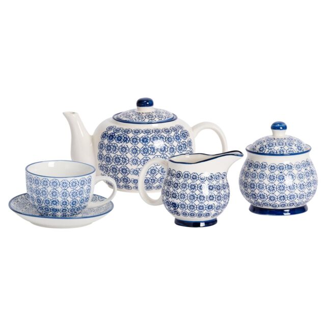 Nicola Spring 15 Piece Hand-Printed Tea Set in Navy - image 1