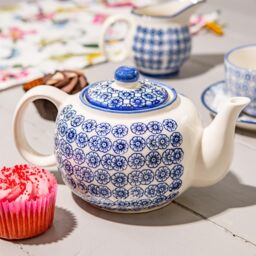 Nicola Spring 15 Piece Hand-Printed Tea Set in Navy - thumbnail 4