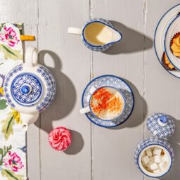 Nicola Spring 15 Piece Hand-Printed Tea Set in Navy - thumbnail 3
