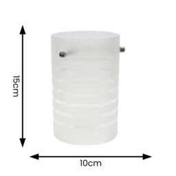 ValueLights Elsie Frosted Glass Striped Ceiling Small Cylinder Lamp Shade in Grey - thumbnail 4