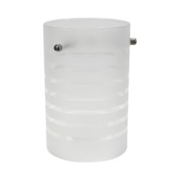 ValueLights Elsie Frosted Glass Striped Ceiling Small Cylinder Lamp Shade in Grey - thumbnail 2
