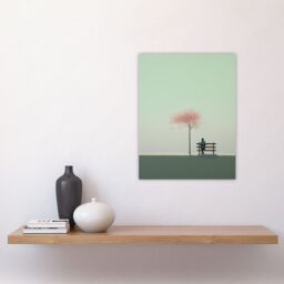 Artery8 Wall Art Print Cherry Tree Park By Amy Denver Minimalist Soft Pastel Grey Pale Green Minimalism Simple Modern Artwork Poster - thumbnail 4