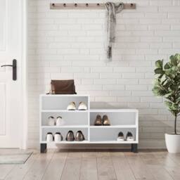Berkfield Home Shoe Cabinet White 102x36x60 cm Engineered Wood - Size: 102 x 36 x 60 cm - thumbnail 2