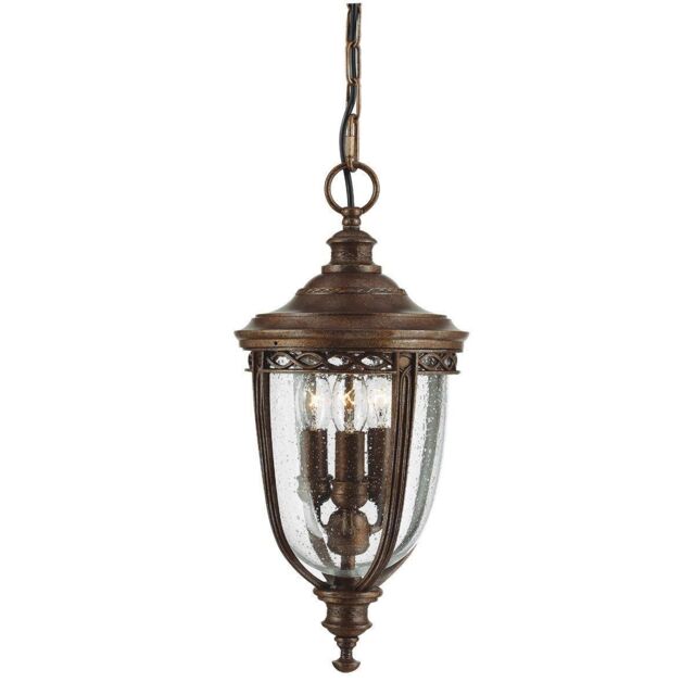 Netlighting English Bridle 3 Light Medium Outdoor Ceiling Chain Lantern British Bronze E14 in Brown - image 1