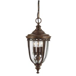 Netlighting English Bridle 3 Light Medium Outdoor Ceiling Chain Lantern British Bronze E14 in Brown - thumbnail 1