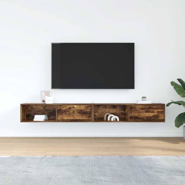 Berkfield Home TV Cabinets 2 pcs Smoked Oak 100x31x25.5 cm Engineered Wood in Brown - image 1