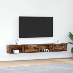 Berkfield Home TV Cabinets 2 pcs Smoked Oak 100x31x25.5 cm Engineered Wood in Brown - thumbnail 2