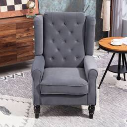 STILVORA Wingback Chair upholstered in velvet in Grey - thumbnail 3