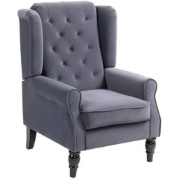 STILVORA Wingback Chair upholstered in velvet in Grey - thumbnail 5
