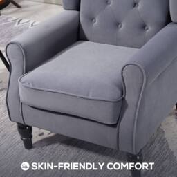 STILVORA Wingback Chair upholstered in velvet in Grey - thumbnail 8