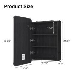 KEEPREAPER Sleek Bathroom Mirror Cabinet With 3 Colour LED Lights 50x76 / 40x60 in Black - Size: W500mm X H760mm - thumbnail 7