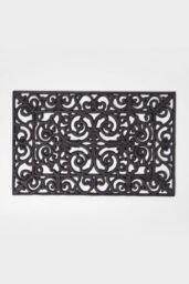 Homescapes Black Wrought Iron Effect Parisian Rubber Doormat 70 x 45 cm - Size: 40 cm x 75 cm