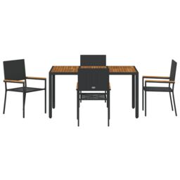 Berkfield Home 5 Piece Garden Dining Set Black Poly Rattan - thumbnail 7