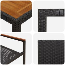 Berkfield Home 5 Piece Garden Dining Set Black Poly Rattan - thumbnail 9