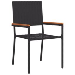 Berkfield Home 5 Piece Garden Dining Set Black Poly Rattan - thumbnail 6