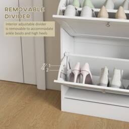 Wyld Haus Lori White Shoe Cabinet with Natural Top 2 Flip Down Drawers - thumbnail 7