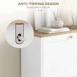 Wyld Haus Lori White Shoe Cabinet with Natural Top 2 Flip Down Drawers - thumbnail 8
