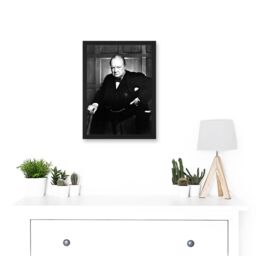 Artery8 Vintage Photo Portrait Winston Churchill Britain Prime Minister UK Artwork Framed Wall Art Print A4 in Black - thumbnail 2