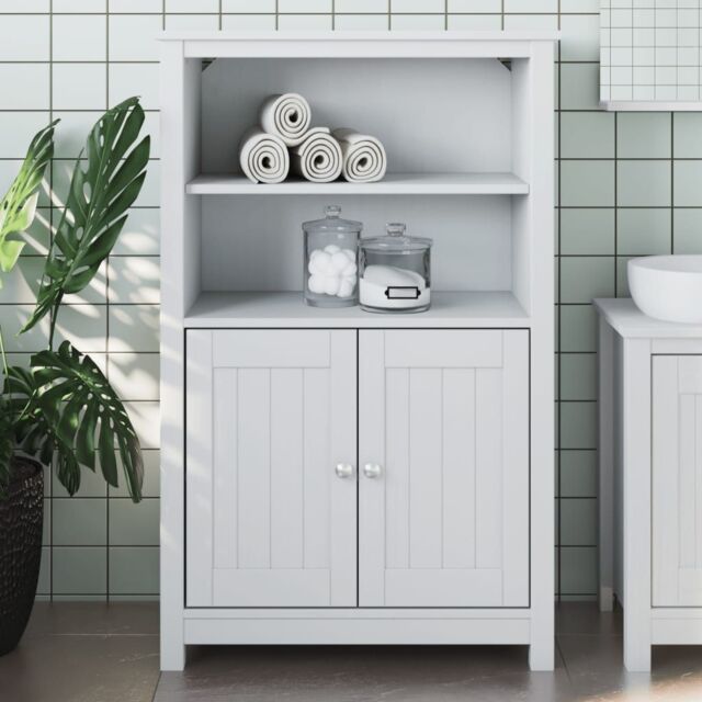 Berkfield Home Bathroom Cabinet BERG White 69.5x34x110 cm Solid Wood Pine - image 1