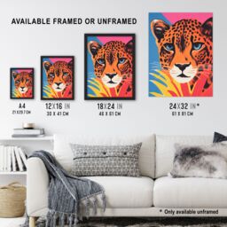 Artery8 Cheetah & Pineapple Modern Screen Print Risograph Blue Pink Orange Artwork Painting Unframed Wall Art Print Poster Home Decor Premium - thumbnail 3